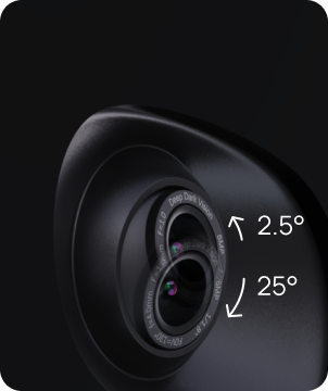 WinEye adjustable lens tilt illustration showing upward and downward movement
